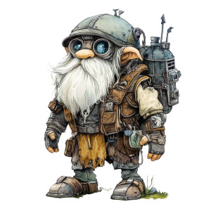 Gnome Half Robot Vinyl Car Decal Sticker – Waterproof & UV-Resistant 8"