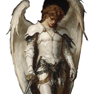 White Armored Angel Vinyl Car Decal Sticker – Waterproof & UV-Resistant 8"