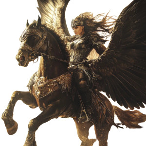 Valkyrie On Horse Vinyl Car Decal Sticker – Waterproof & UV-Resistant 8" Valkyrie On Horse Vinyl Car Decal Sticker – Waterproof & UV-Resistant 8"