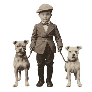 Victorian Boy With Dogs Vinyl Car Decal Sticker – Waterproof & UV-Resistant 8" Victorian Boy With Dogs Vinyl Car Decal Sticker – Waterproof & UV-Resistant 8"