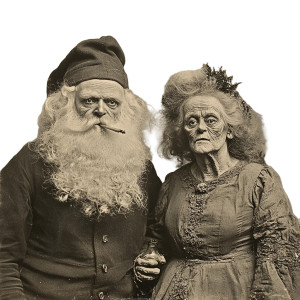 Scary Vintage Santas Vinyl Car Decal Sticker – Waterproof & UV-Resistant 8"