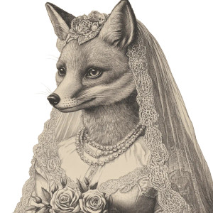 Anthropomorphic Fox Bride Vinyl Car Decal Sticker – Waterproof & UV-Resistant 8"