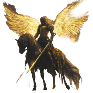 Golden Aasimar Warrior Vinyl Car Decal Sticker – Waterproof & UV-Resistant 8"