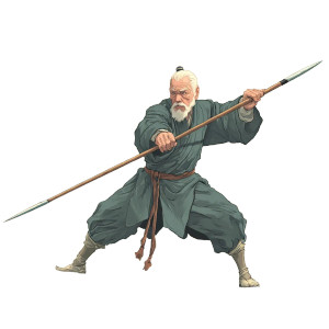 Elderly Spear Wielder Vinyl Car Decal Sticker – Waterproof & UV-Resistant 8"