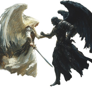 Fallen Angel Duel Vinyl Car Decal Sticker – Waterproof & UV-Resistant 8"