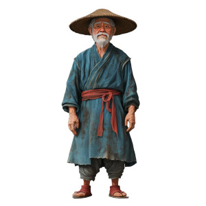 Elderly Chinese Man Vinyl Car Decal Sticker – Waterproof & UV-Resistant 8"