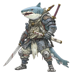 Zombie Shark Samurai Vinyl Car Decal Sticker – Waterproof & UV-Resistant 8"