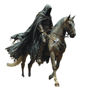 Hooded Knight Axe Vinyl Car Decal Sticker – Waterproof & UV-Resistant 8"