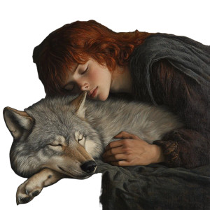 Sleeping Prince And Wolf Vinyl Car Decal Sticker – Waterproof & UV-Resistant 8"