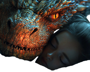 Scared Girl And Dragon Vinyl Car Decal Sticker – Waterproof & UV-Resistant 8"