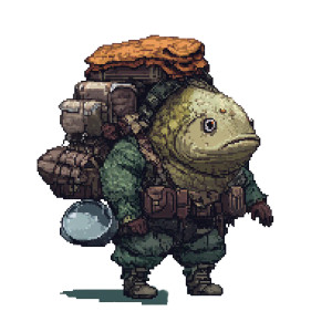 Armored Pixel Fish Vinyl Car Decal Sticker – Waterproof & UV-Resistant 8"