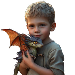 Boy With Dragon Vinyl Car Decal Sticker – Waterproof & UV-Resistant 8"