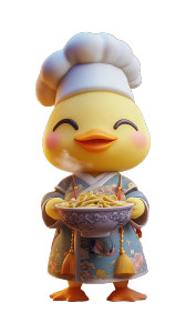 Chibi Duck Merchant Vinyl Car Decal Sticker – Waterproof & UV-Resistant 8"