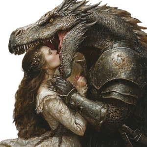 Damsel Defeats Dragon Vinyl Car Decal Sticker – Waterproof & UV-Resistant 8"