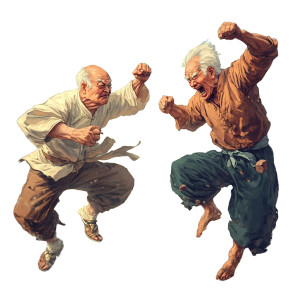 Elderly Street Fight Vinyl Car Decal Sticker – Waterproof & UV-Resistant 8"
