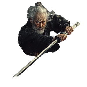 Old Samurai Fighting Vinyl Car Decal Sticker – Waterproof & UV-Resistant 8"