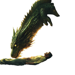 Dragon Protects Men Vinyl Car Decal Sticker – Waterproof & UV-Resistant 8"