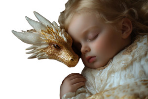 Sleeping Baby With Dragon V2 Vinyl Car Decal Sticker – Waterproof & UV-Resistant 8"