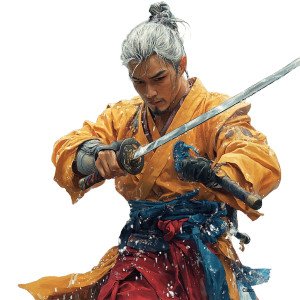 Martial Monk Rain Vinyl Car Decal Sticker – Waterproof & UV-Resistant 8"