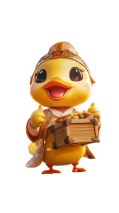 Chibi Duck Merchant V2 Vinyl Car Decal Sticker – Waterproof & UV-Resistant 8"