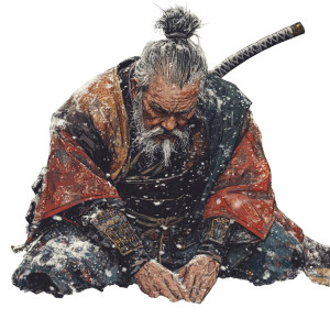 Dying Samurai Vinyl Car Decal Sticker – Waterproof & UV-Resistant 8"