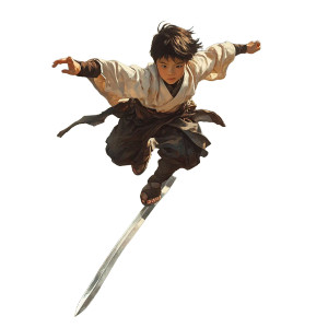 Sword-Flying Boy Vinyl Car Decal Sticker – Waterproof & UV-Resistant 8"