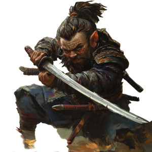 Samurai Halfling Portrait Vinyl Car Decal Sticker – Waterproof & UV-Resistant 8"