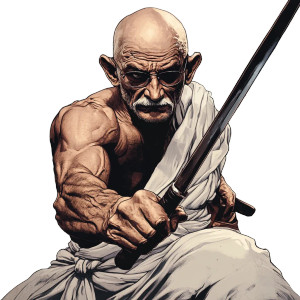 Gandhi Action Hero Vinyl Car Decal Sticker – Waterproof & UV-Resistant 8"