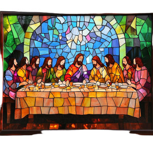 Last Supper Stain Glass Vinyl Car Decal Sticker – Waterproof & UV-Resistant 8"