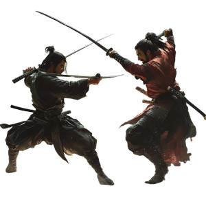 Samurai Sword Clash Vinyl Car Decal Sticker – Waterproof & UV-Resistant 8"