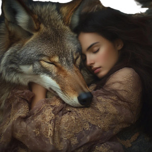 Goddess With Coyote Vinyl Car Decal Sticker – Waterproof & UV-Resistant 8"