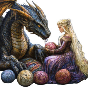 Princess Dragon Yarn Vinyl Car Decal Sticker – Waterproof & UV-Resistant 8"