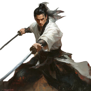 Martial Arts Swordsman Vinyl Car Decal Sticker – Waterproof & UV-Resistant 8"