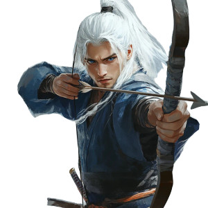 White-Haired Ronin Archer Vinyl Car Decal Sticker – Waterproof & UV-Resistant 8"