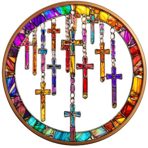 Stained Glass Crosses Vinyl Car Decal Sticker – Waterproof & UV-Resistant 8" Stained Glass Crosses Vinyl Car Decal Sticker – Waterproof & UV-Resistant 8"