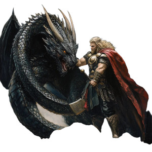 Thor And Dragon Vinyl Car Decal Sticker – Waterproof & UV-Resistant 8"