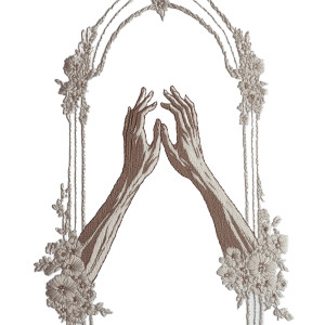 Divine Connection Embroidery Vinyl Car Decal Sticker – Waterproof & UV-Resistant 8"