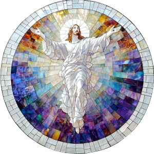 Stained Glass Jesus Vinyl Car Decal Sticker – Waterproof & UV-Resistant 8"