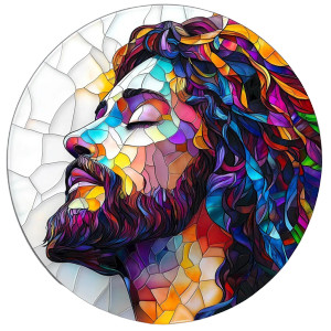 Stained Glass Jesus V2 Vinyl Car Decal Sticker – Waterproof & UV-Resistant 8"
