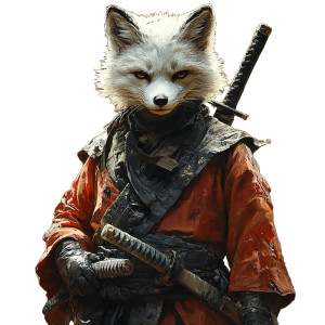 Silver Samurai Fox Vinyl Car Decal Sticker – Waterproof & UV-Resistant 8"