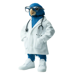 Blue Parrot Doctor Vinyl Car Decal Sticker – Waterproof & UV-Resistant 8"