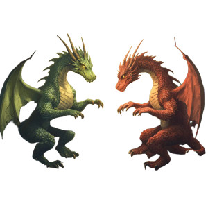 Dragons At Table Vinyl Car Decal Sticker – Waterproof & UV-Resistant 8"