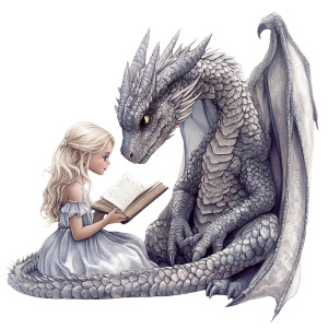 Friendly Dragon & Princess Vinyl Car Decal Sticker – Waterproof & UV-Resistant 8"