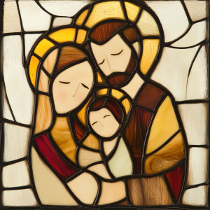 Holy Family Stained Glass Vinyl Car Decal Sticker – Waterproof & UV-Resistant 8"