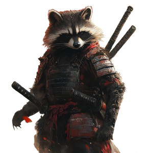 Samurai Raccoon Vinyl Car Decal Sticker – Waterproof & UV-Resistant 8" Samurai Raccoon Vinyl Car Decal Sticker – Waterproof & UV-Resistant 8"