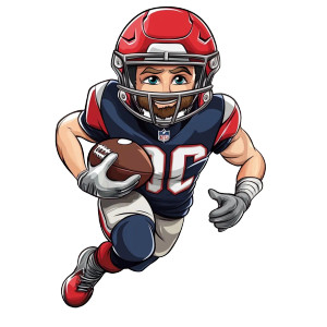 Football Player Cartoon Vinyl Car Decal Sticker – Waterproof & UV-Resistant 8"
