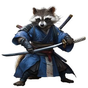 Raccoon Samurai Vinyl Car Decal Sticker – Waterproof & UV-Resistant 8" Raccoon Samurai Vinyl Car Decal Sticker – Waterproof & UV-Resistant 8"