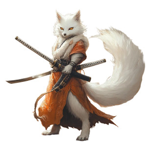 White Fox Katana Vinyl Car Decal Sticker – Waterproof & UV-Resistant 8"