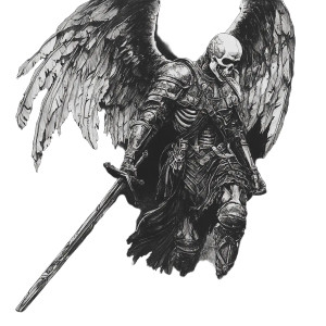 Medieval Angel Skeleton Vinyl Car Decal Sticker – Waterproof & UV-Resistant 8"