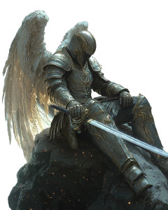 Samurai Angel Meditating Vinyl Car Decal Sticker – Waterproof & UV-Resistant 8"